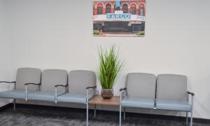 lobby chairs and plant