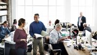 Diverse group of coworkers in an office space